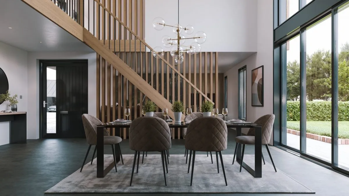 Interior CGI Visualisation showing pendant lighting over dining table