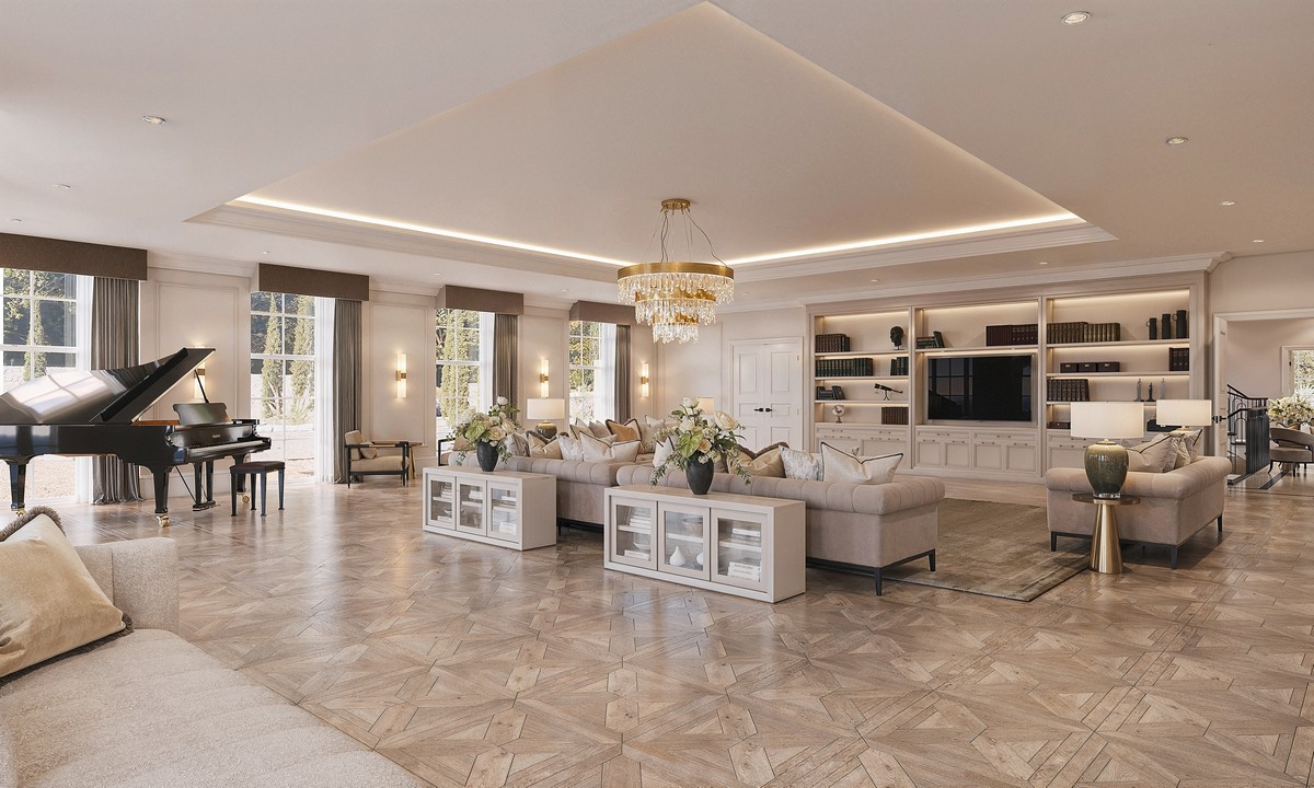 Interior CGI living room showing the results of precise material specifications in a brief
